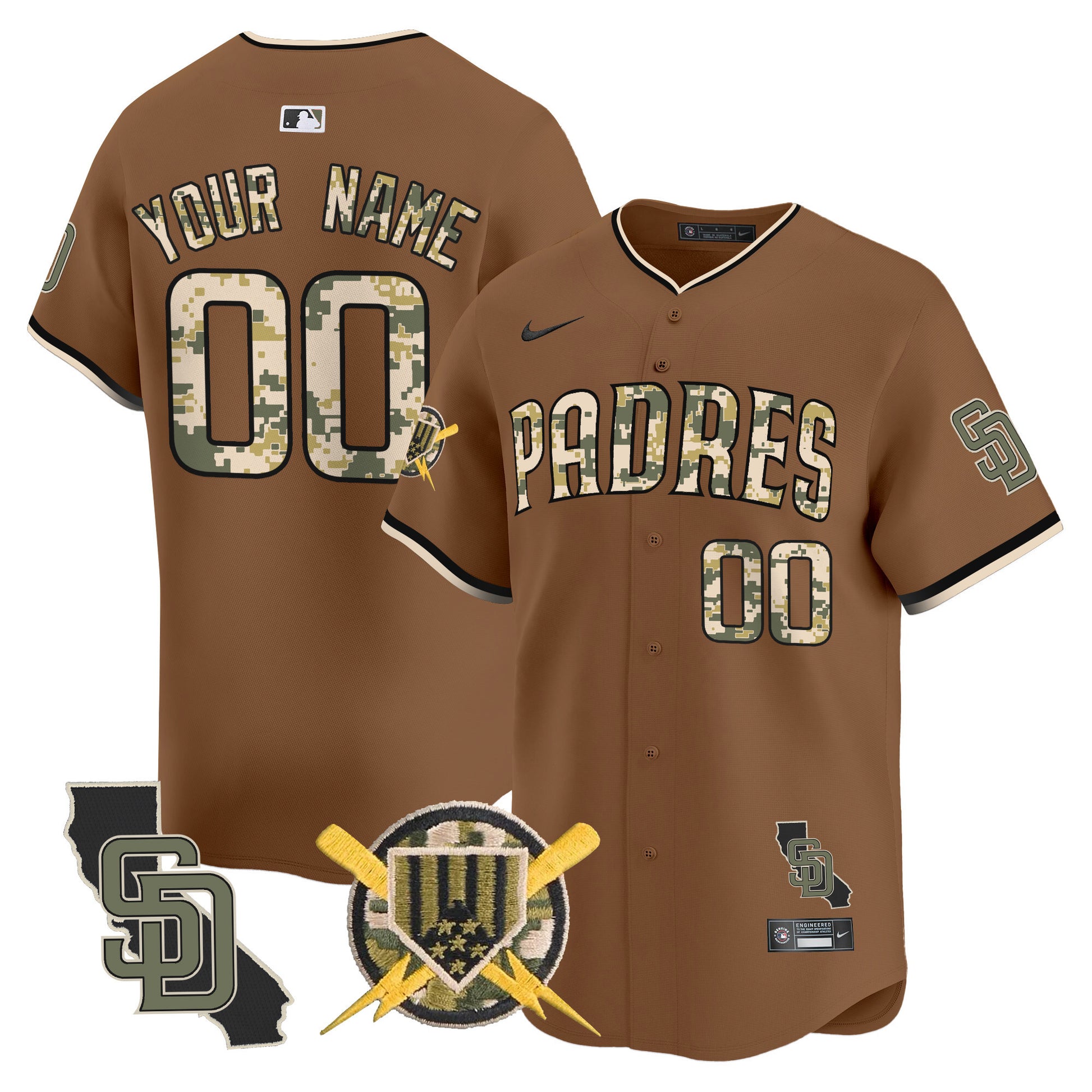 San Diego Padres Armed Forces Day Vapor Premier Limited Custom Jersey - All Stitched V2