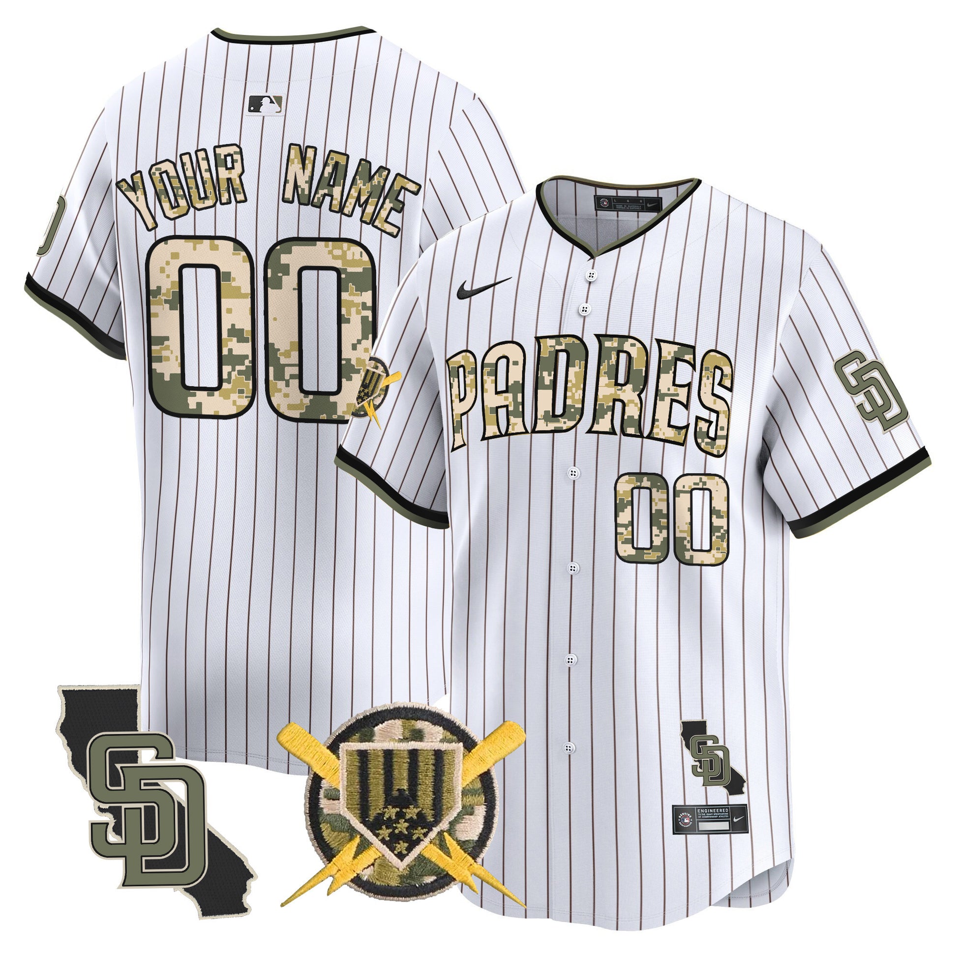 San Diego Padres Armed Forces Day Vapor Premier Limited Custom Jersey - All Stitched V2