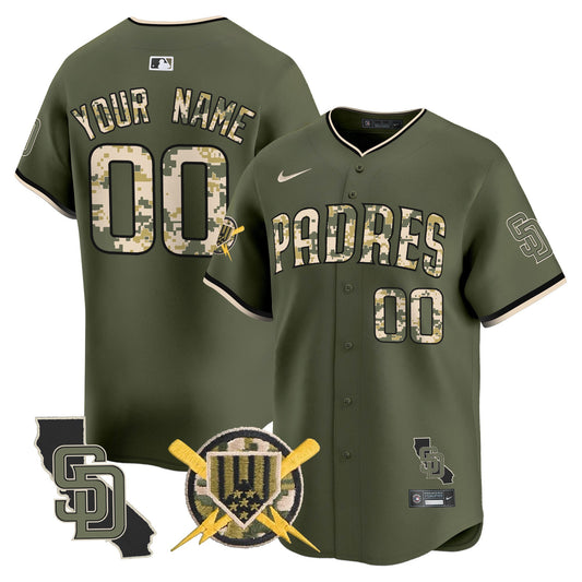 San Diego Padres Armed Forces Day Vapor Premier Limited Custom Jersey - All Stitched V2