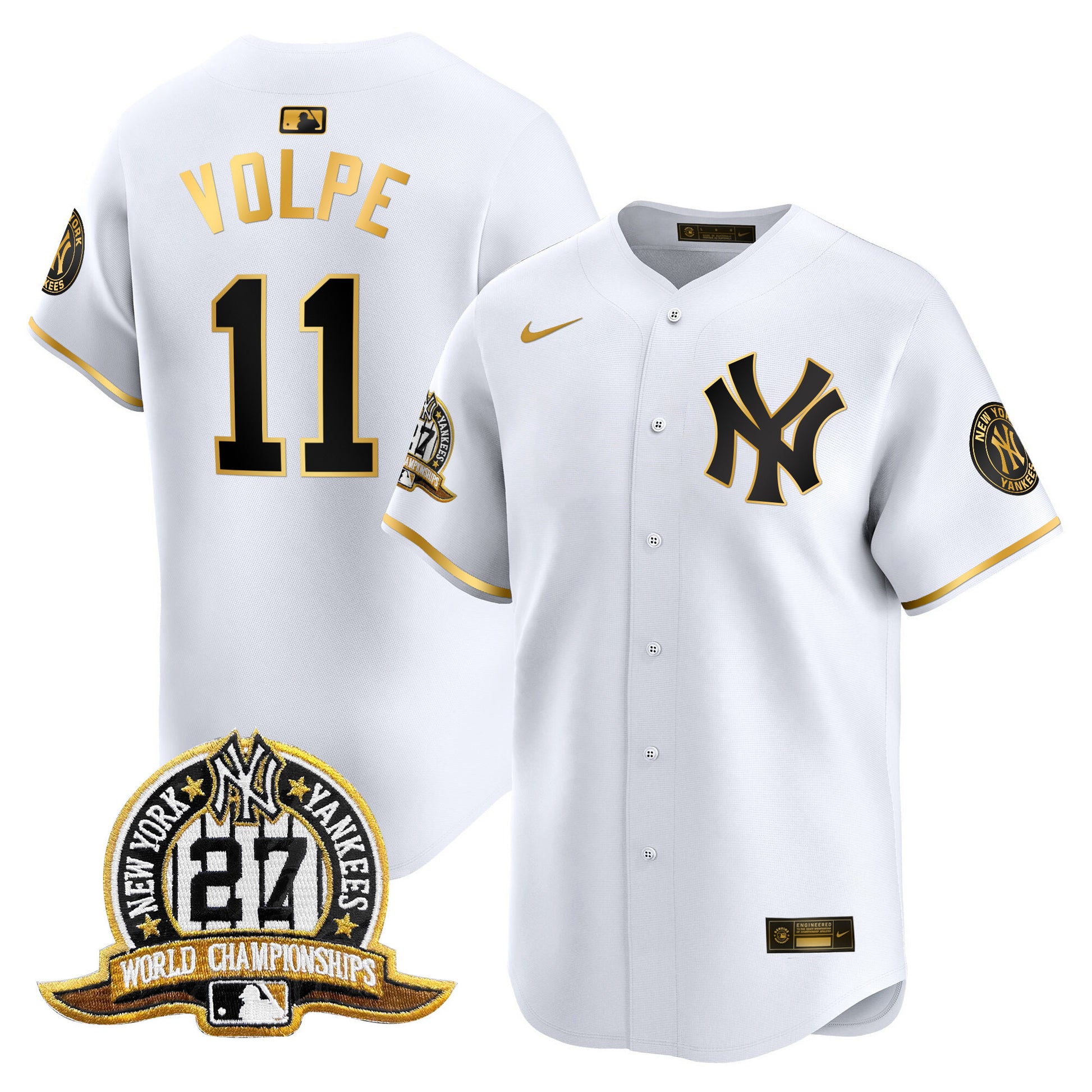 Men's New York Yankees 27 Time Champions Patch Vapor Premier Limited Jersey - All Stitched