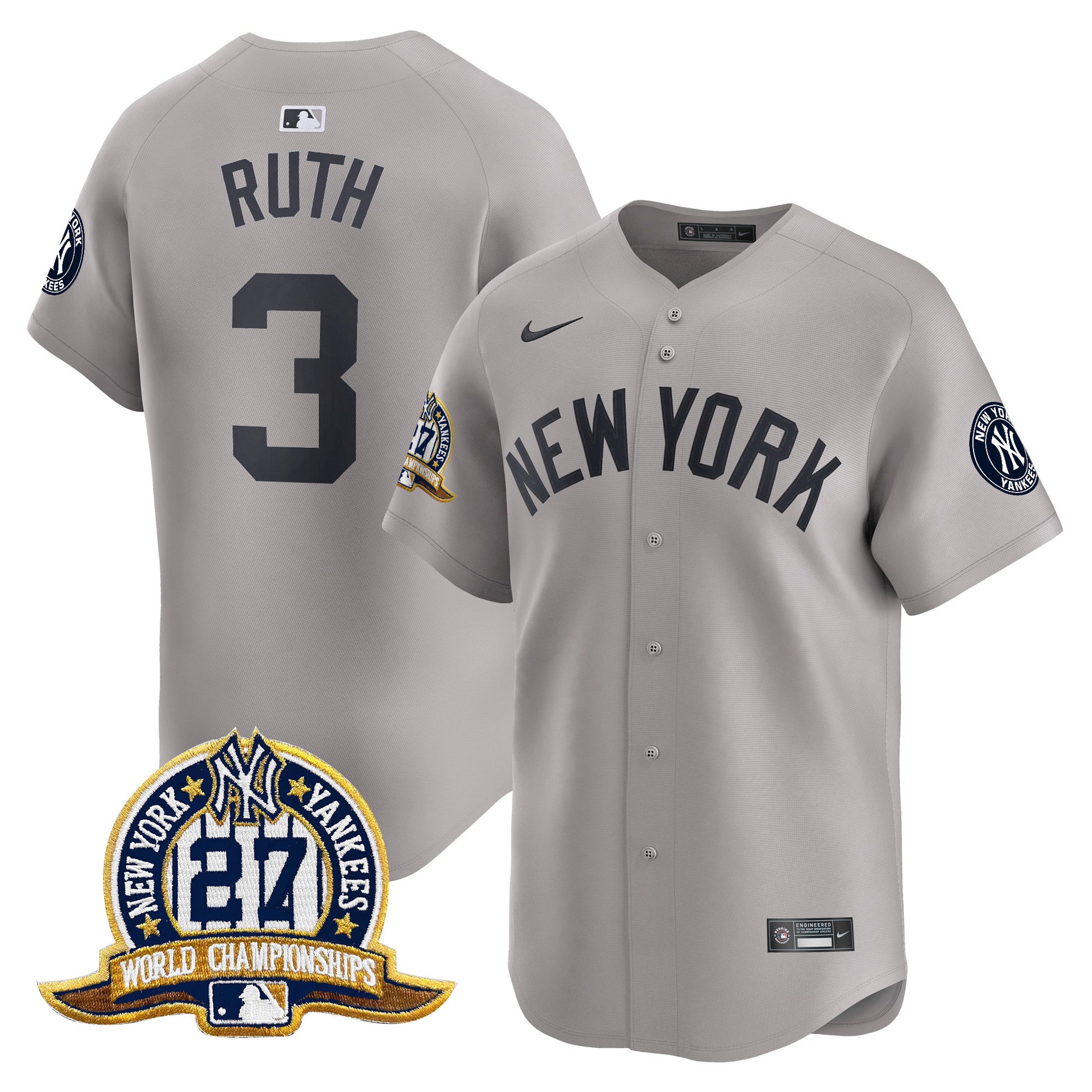 Men's New York Yankees 27 Time Champions Patch Vapor Premier Limited Jersey - All Stitched