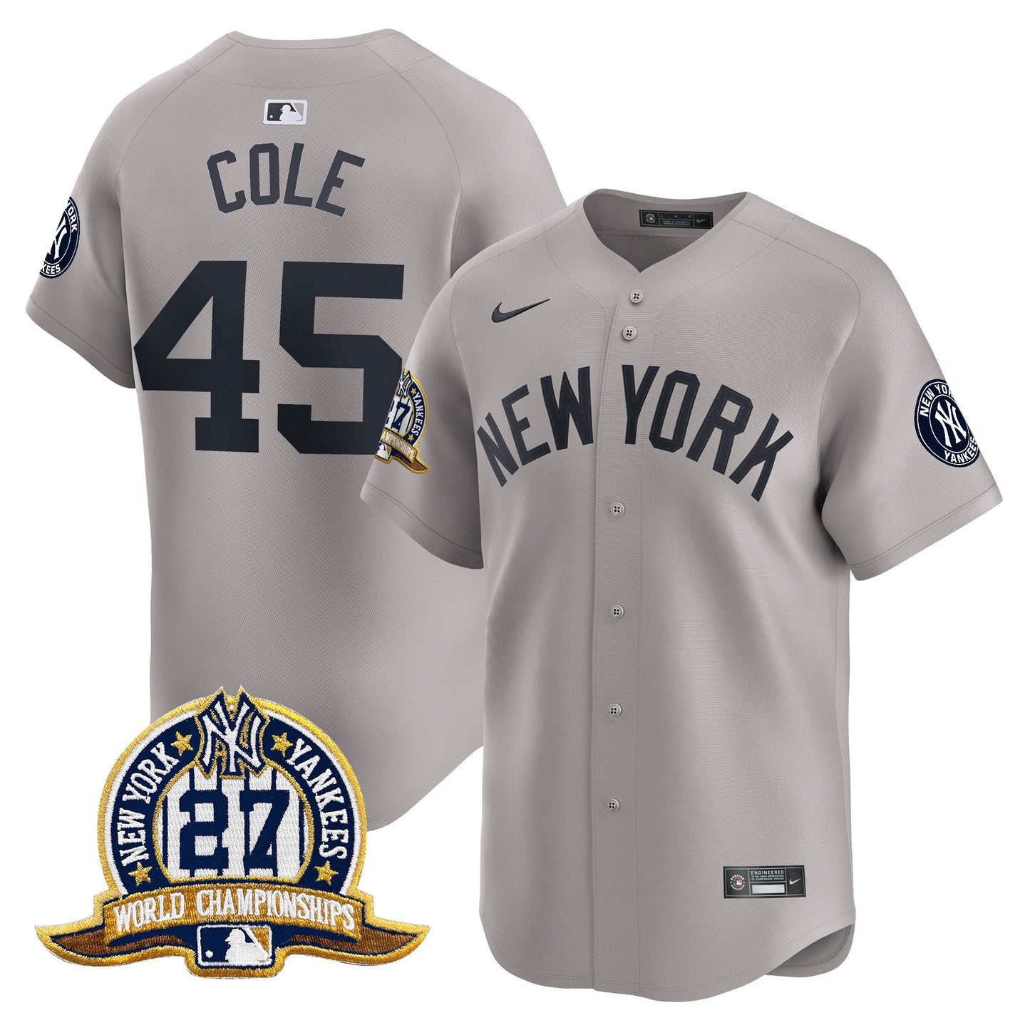 Men's New York Yankees 27 Time Champions Patch Vapor Premier Limited Jersey - All Stitched