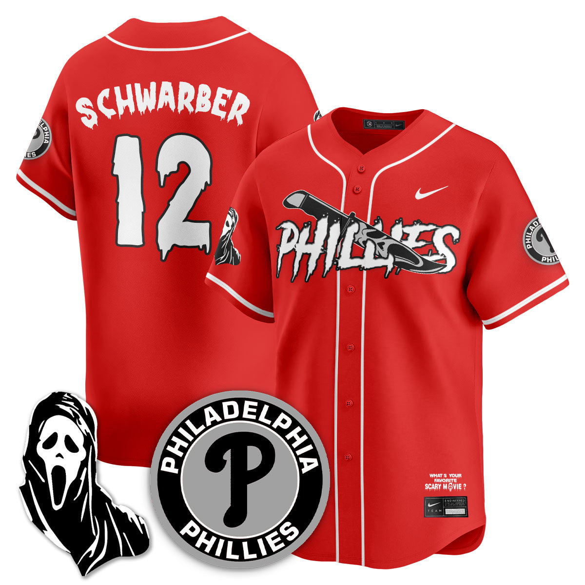 Philadelphia Phillies "Scream Ghostface" Jersey - Stitched