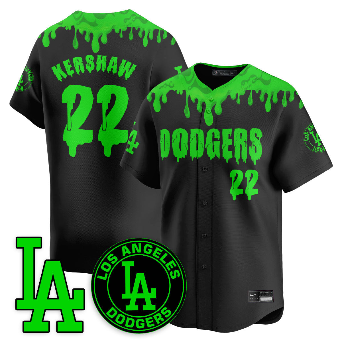 Men's Los Angeles Dodgers "Slime Night Special" Jersey - Stitched