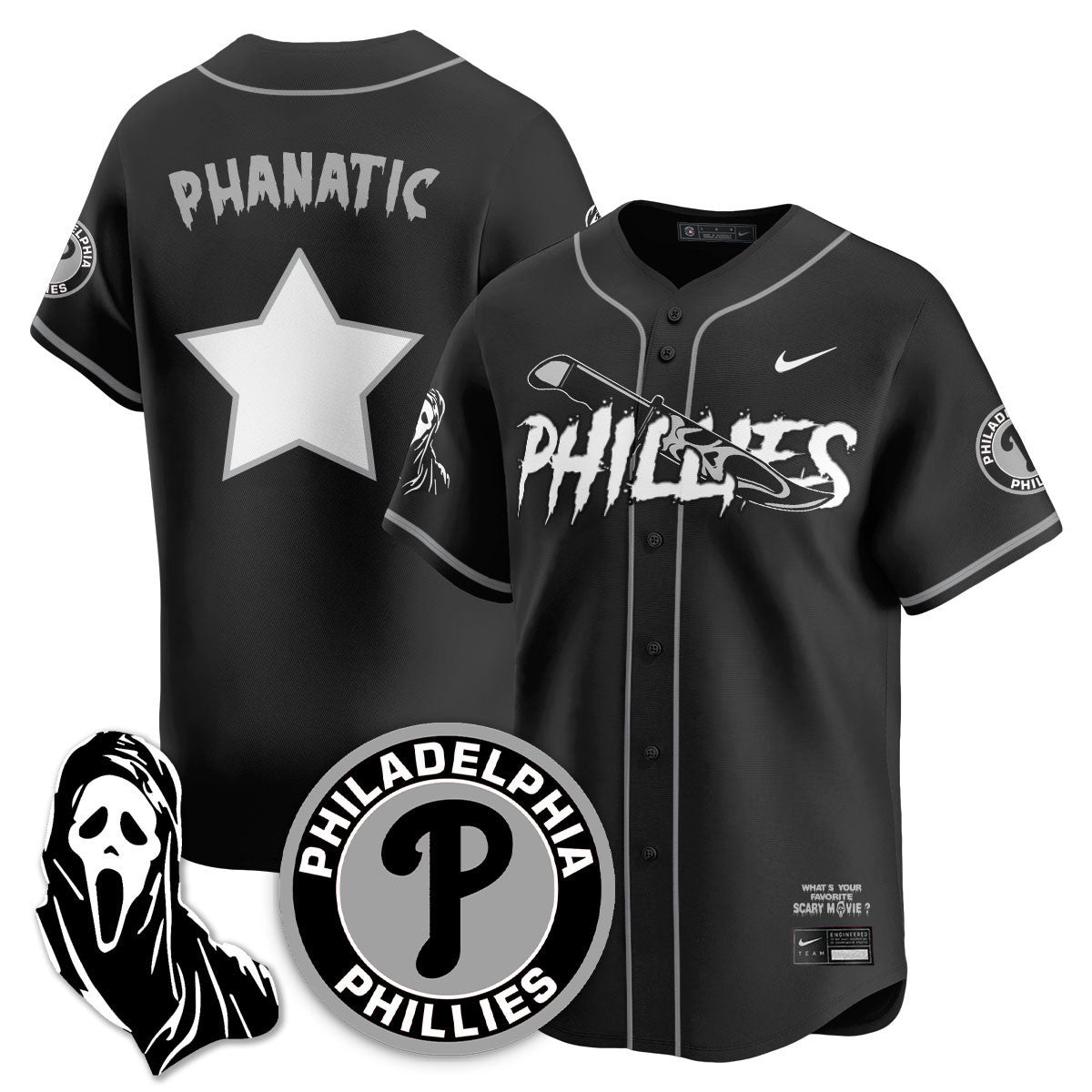 Custom Philadelphia Phillies "Scream Ghostface" Jersey - Stitched