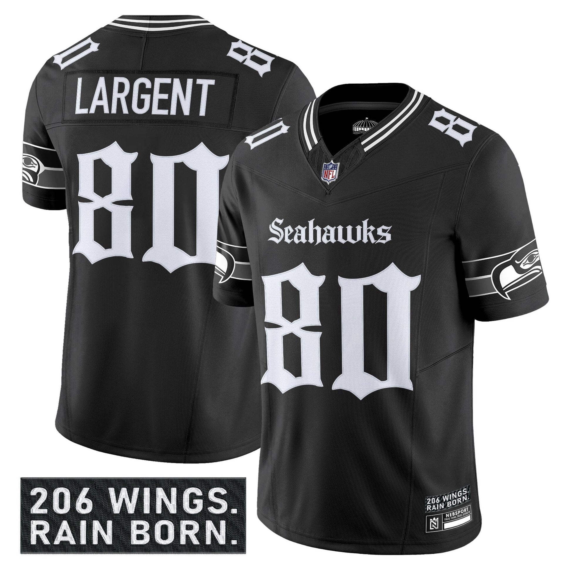Men's Seattle Seahawks 'Gothic Rain City Shadows Edition' Vapor Limited Jersey - All Stitched