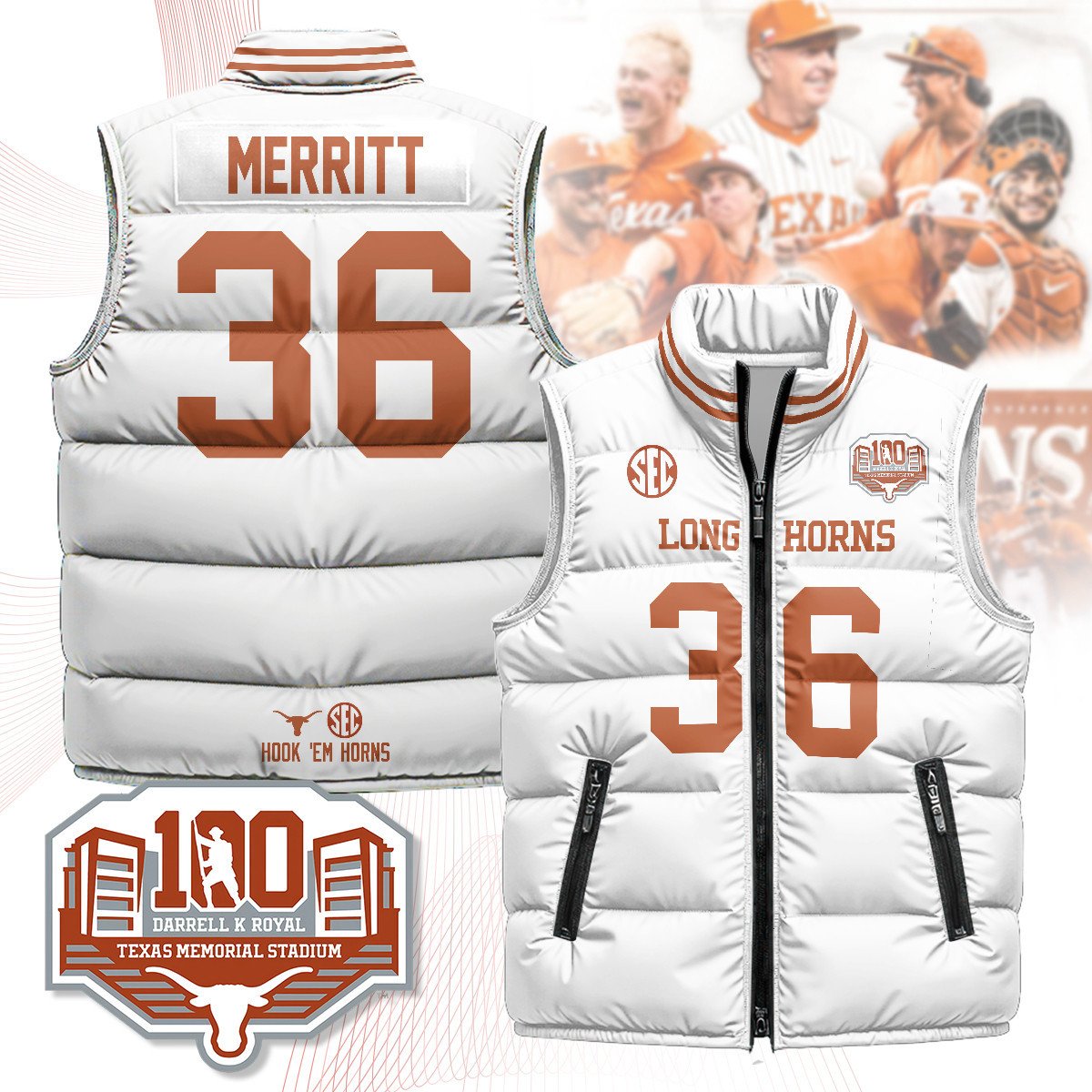 Texas Longhorns Unisex Puffer Vest