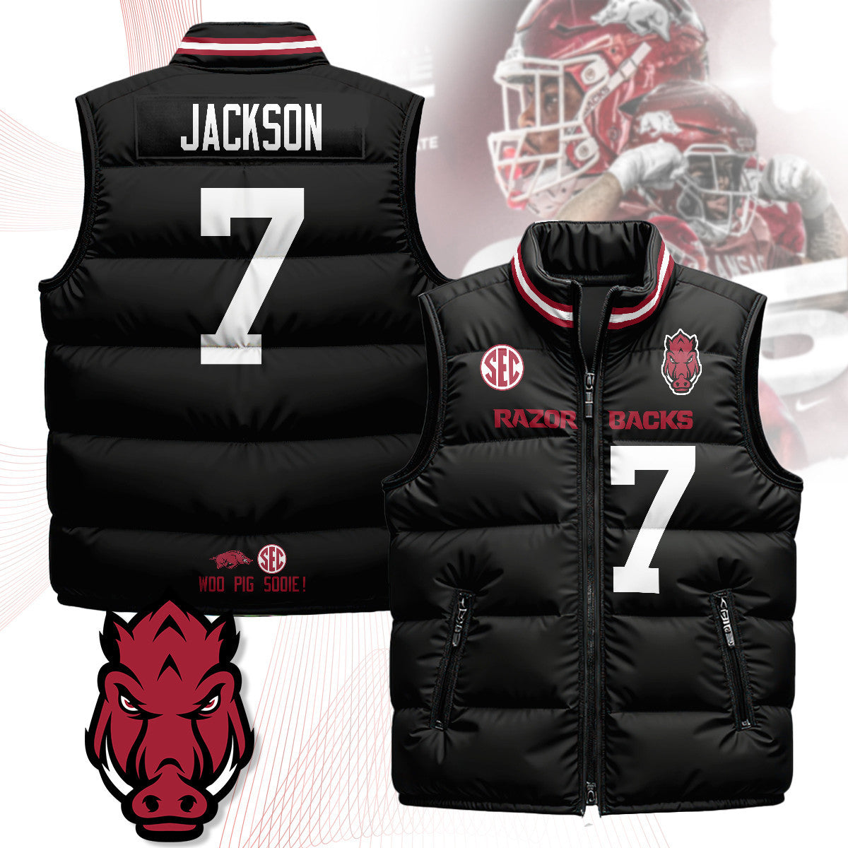 Arkansas Razorbacks Unisex Puffer Vest