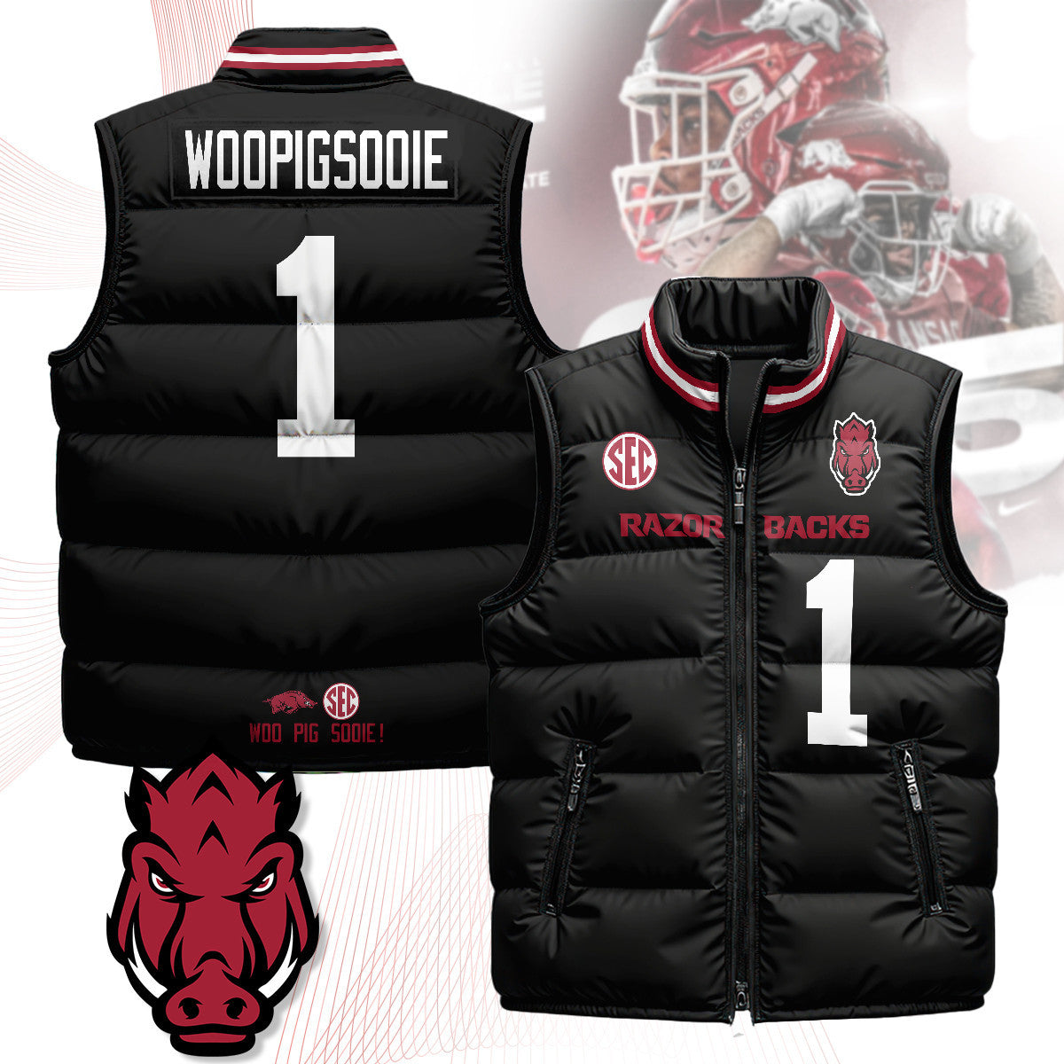 Arkansas Razorbacks Unisex Puffer Vest