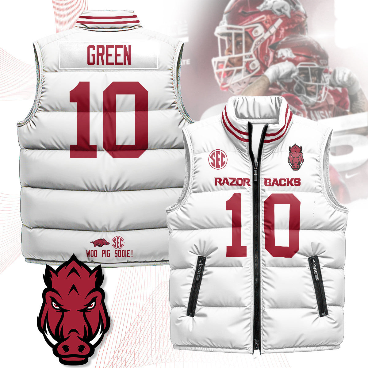 Arkansas Razorbacks Unisex Puffer Vest