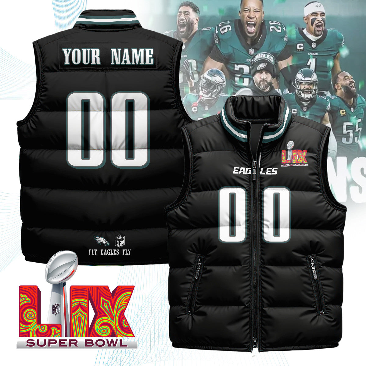 Custom Philadelphia Eagles Unisex Puffer Vest