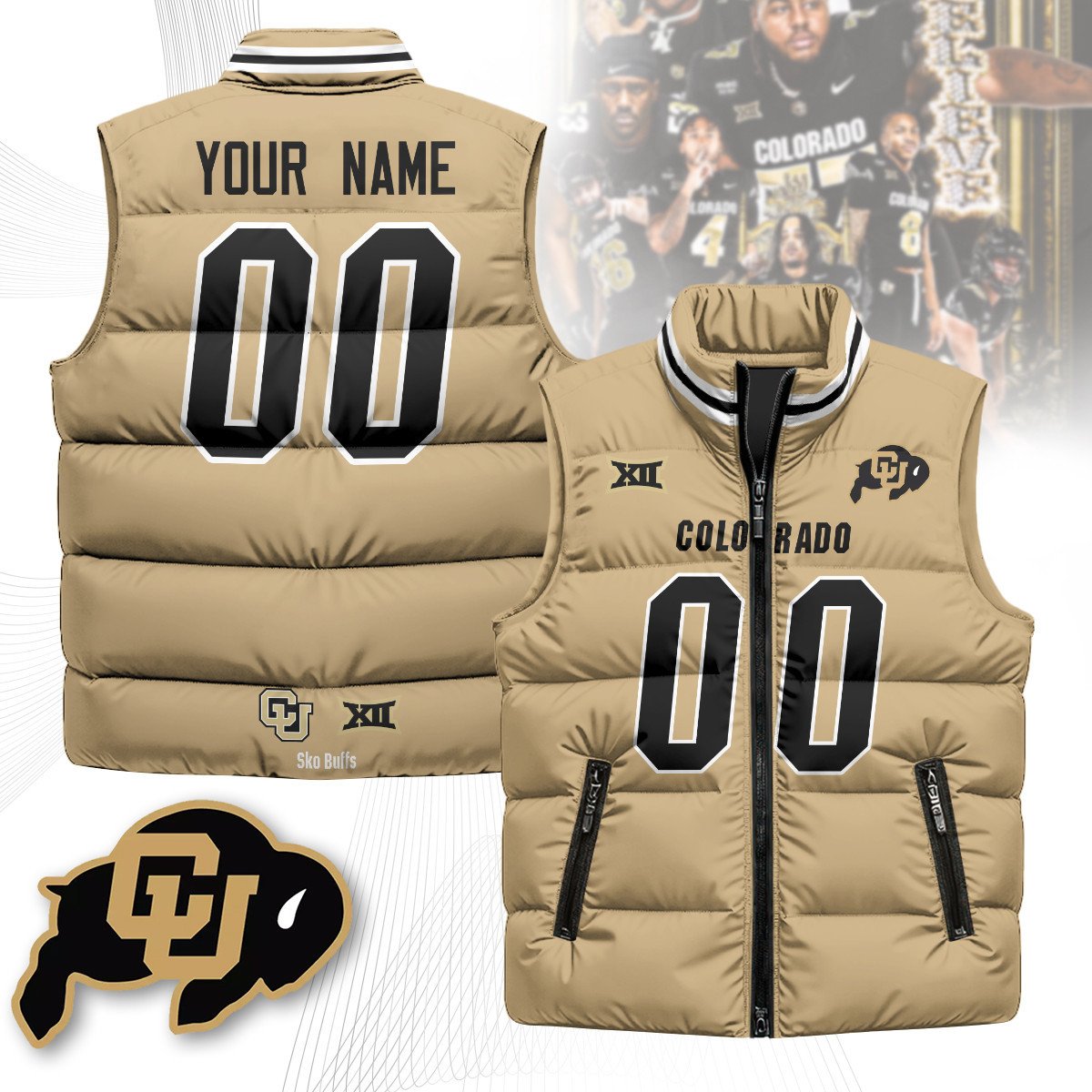 Colorado Buffaloes Custom Unisex Puffer Vest