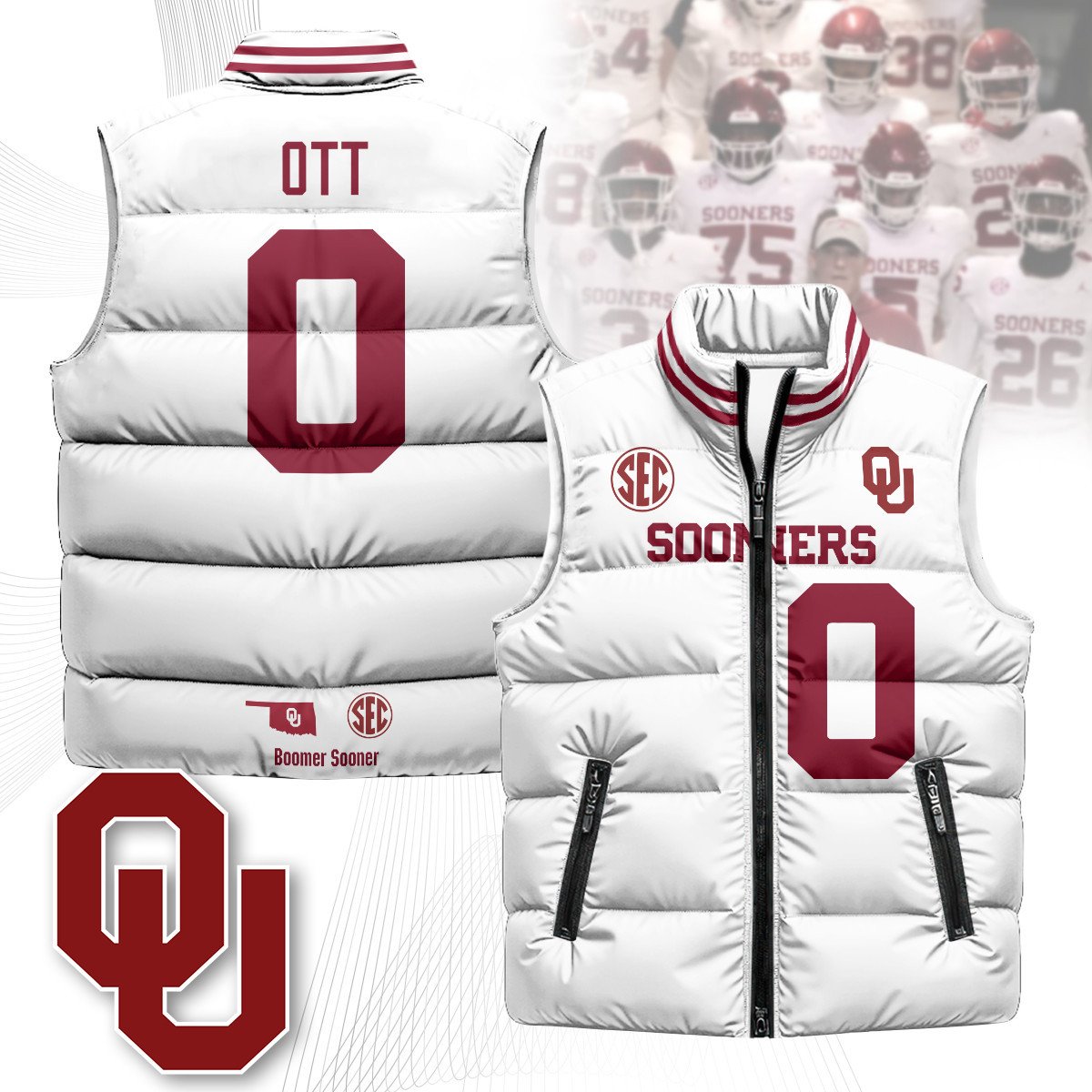 Oklahoma Sooners Unisex Puffer Vest