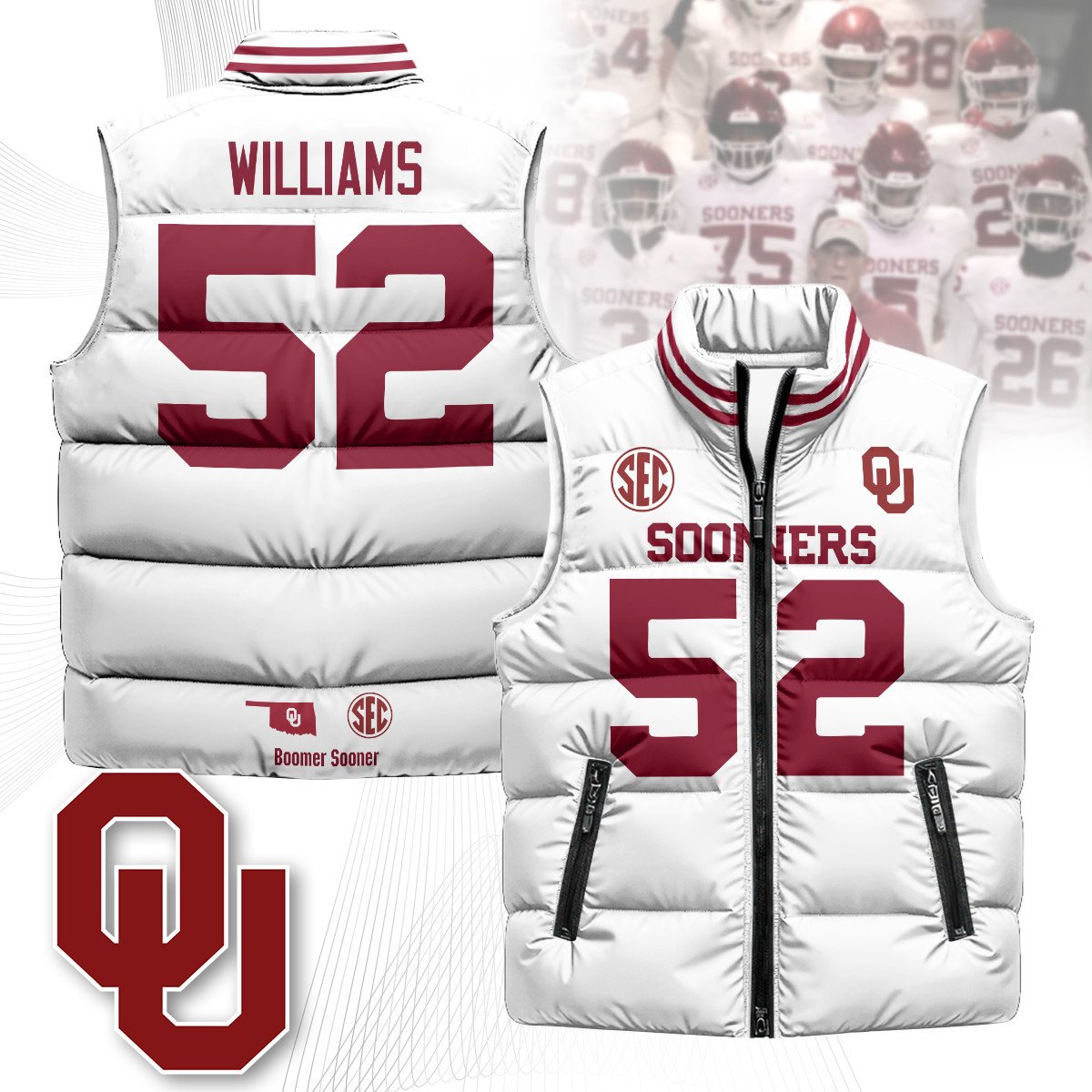 Oklahoma Sooners Unisex Puffer Vest