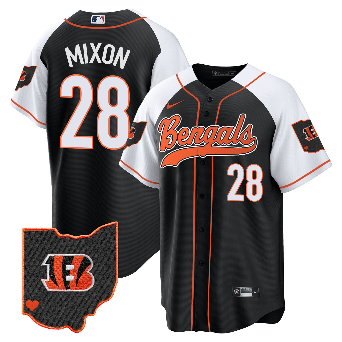 Men's Bengals Ohio Patch Baseball Jersey - All Stitched