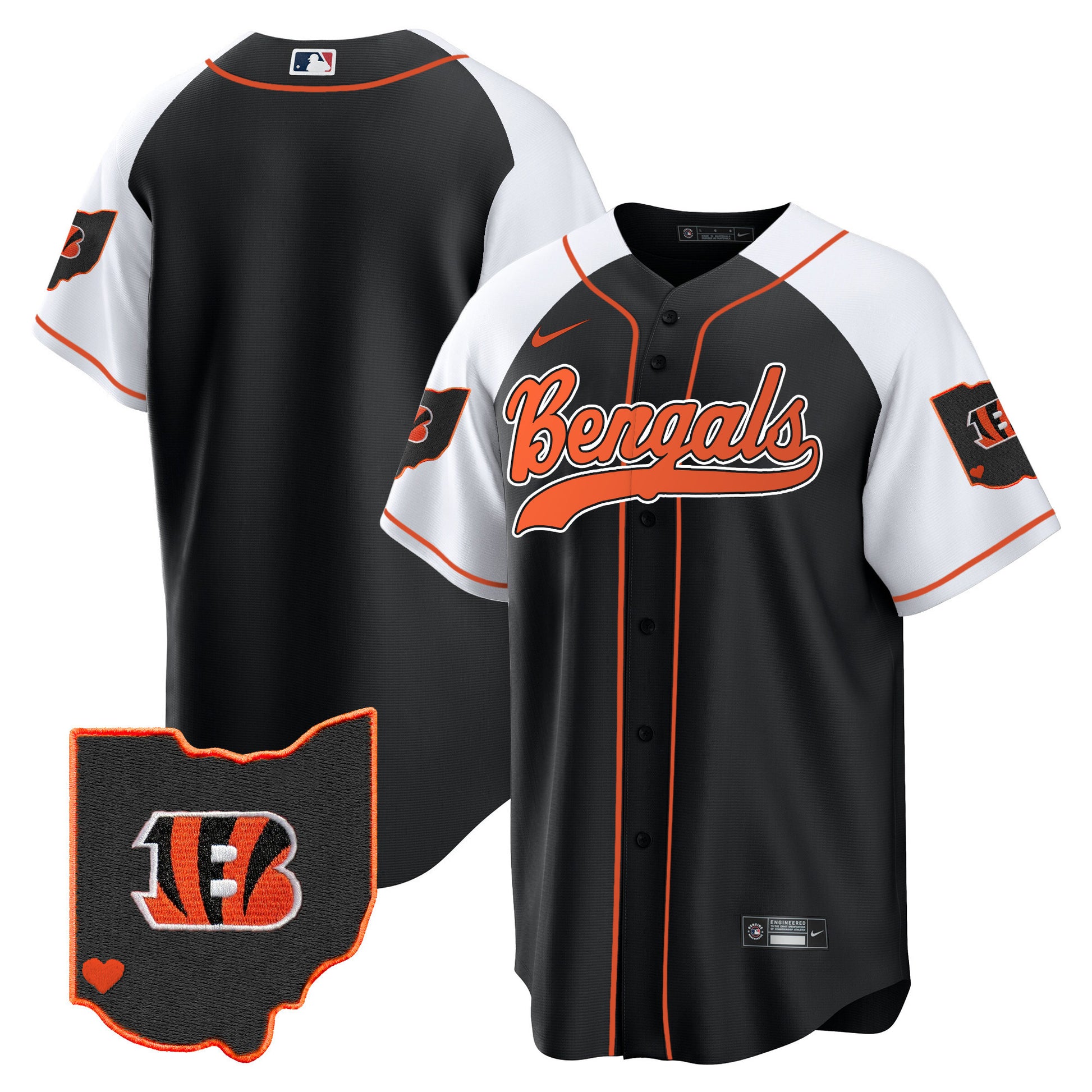 Men's Bengals Ohio Patch Baseball Jersey - All Stitched