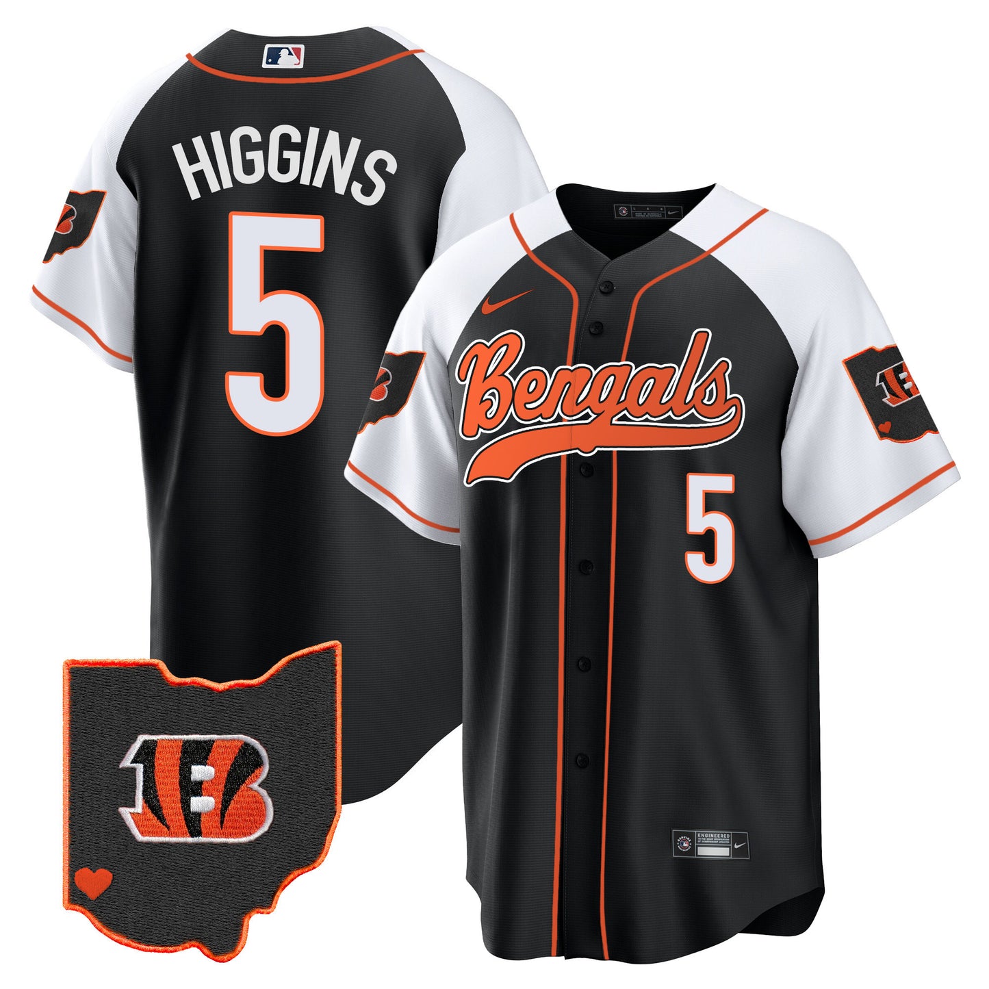 Men's Bengals Ohio Patch Baseball Jersey - All Stitched