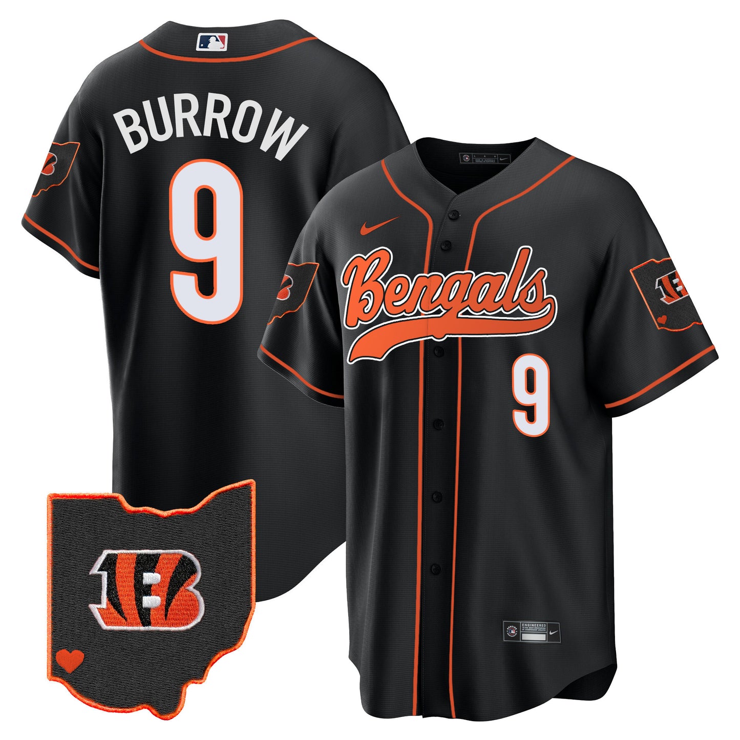 Men's Bengals Ohio Patch Baseball Jersey - All Stitched