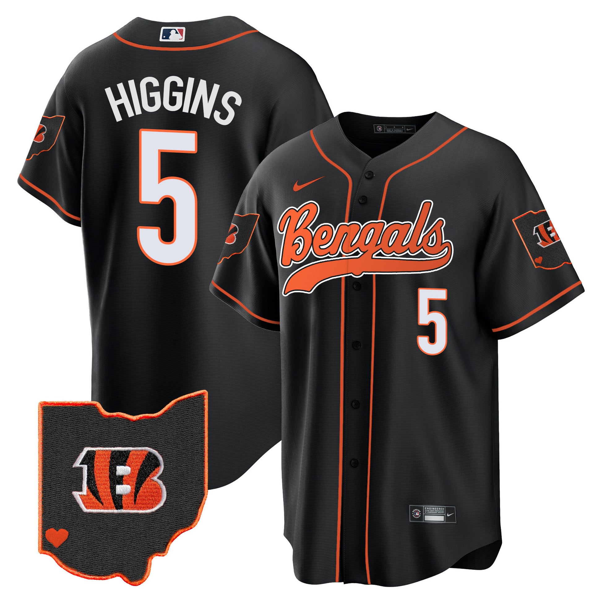 Men's Bengals Ohio Patch Baseball Jersey - All Stitched