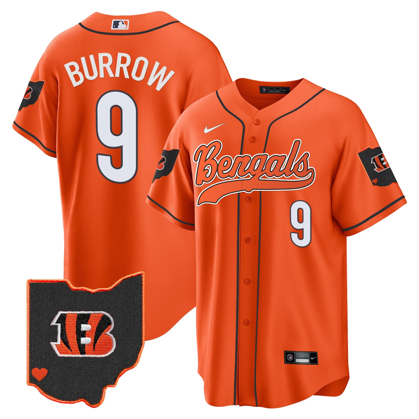 Men's Bengals Ohio Patch Baseball Jersey - All Stitched