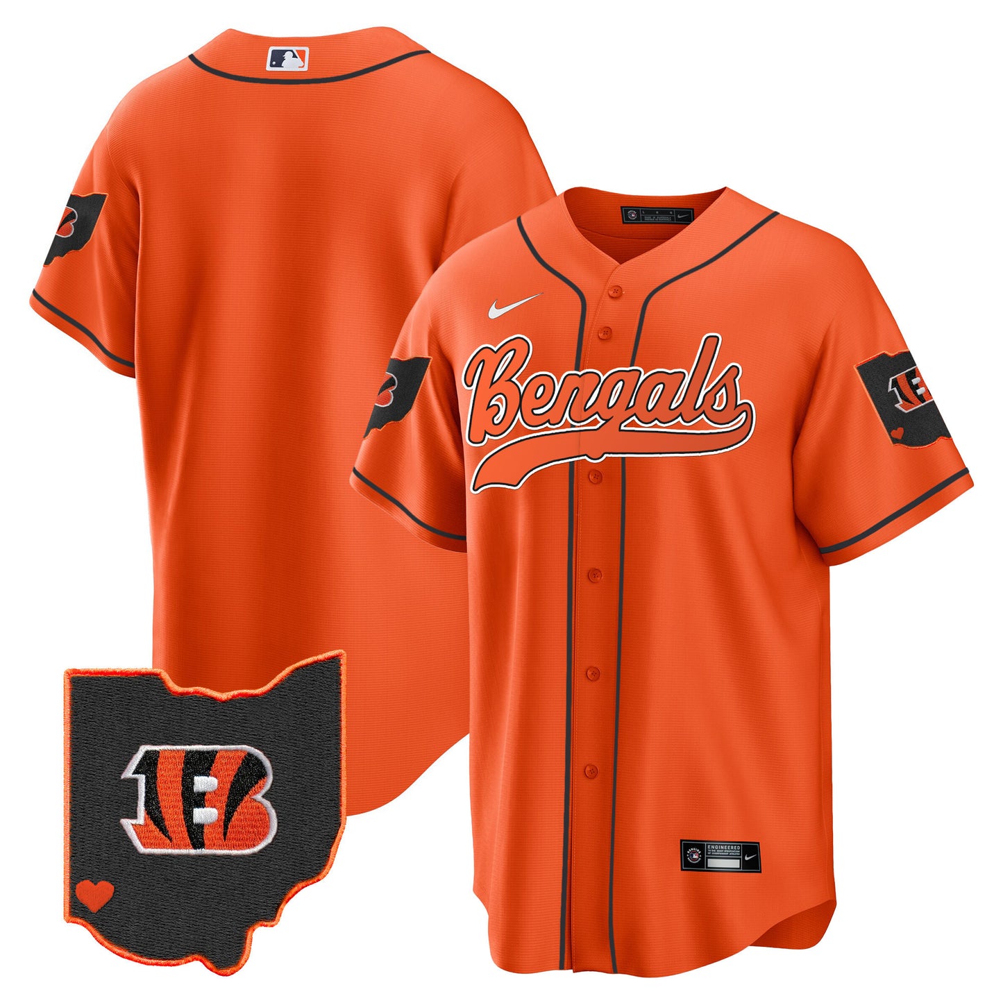 Men's Bengals Ohio Patch Baseball Jersey - All Stitched