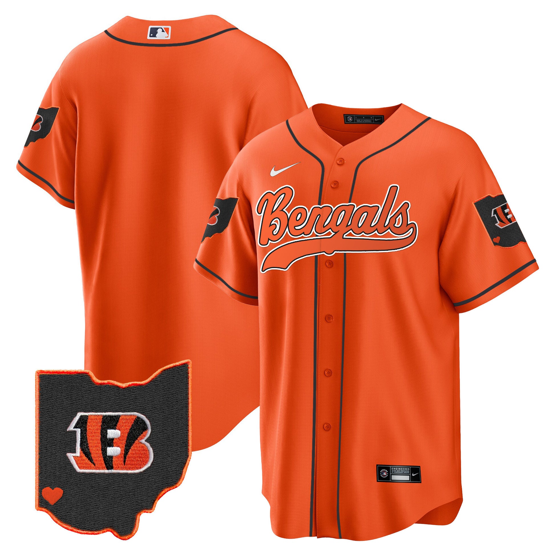 Men's Bengals Ohio Patch Baseball Jersey - All Stitched