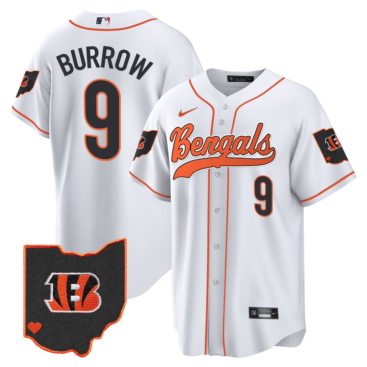 Men's Bengals Ohio Patch Baseball Jersey - All Stitched