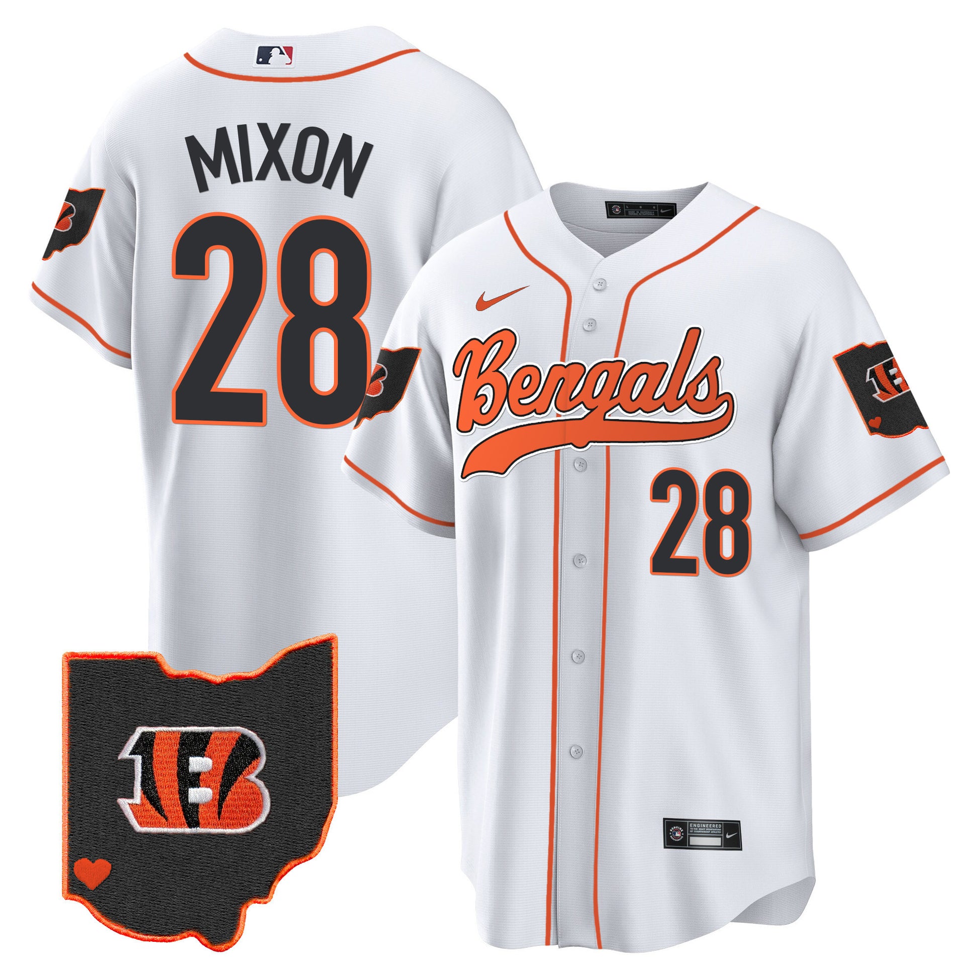 Men's Bengals Ohio Patch Baseball Jersey - All Stitched