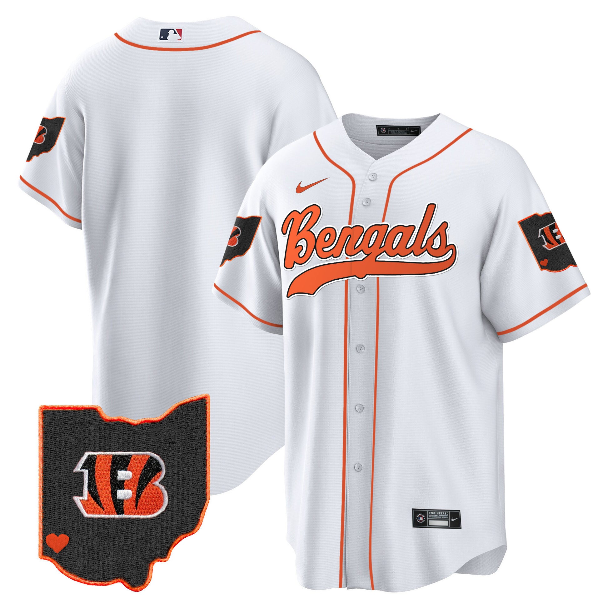 Men's Bengals Ohio Patch Baseball Jersey - All Stitched