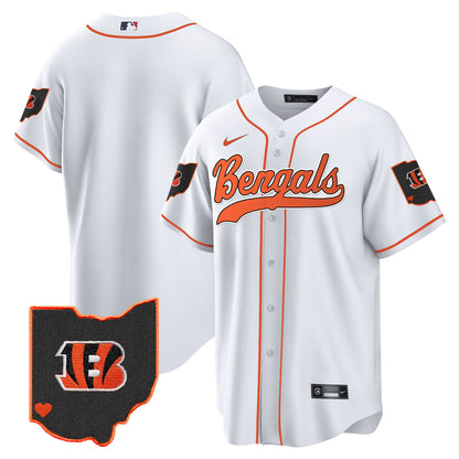 Men's Bengals Ohio Patch Baseball Jersey - All Stitched