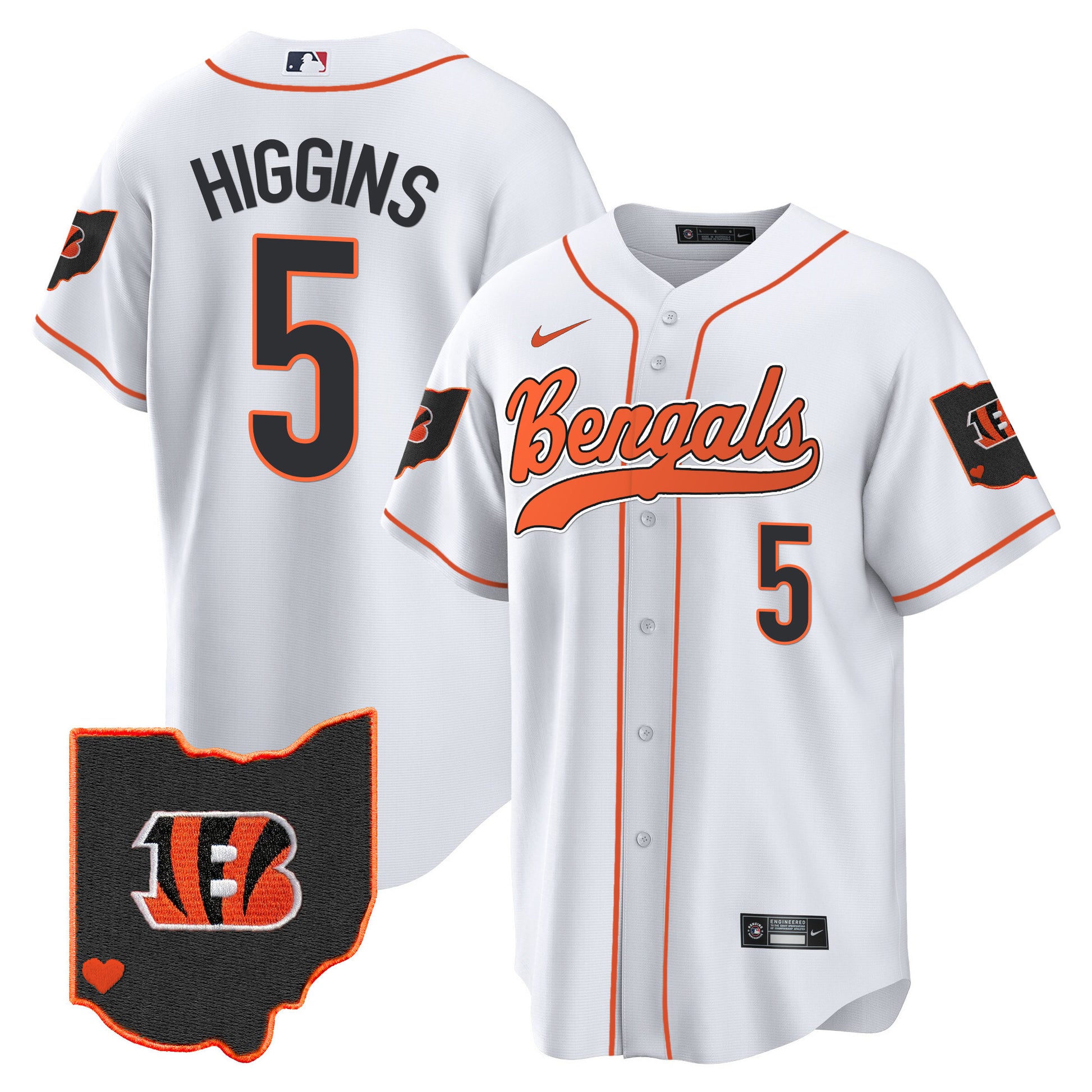 Men's Bengals Ohio Patch Baseball Jersey - All Stitched