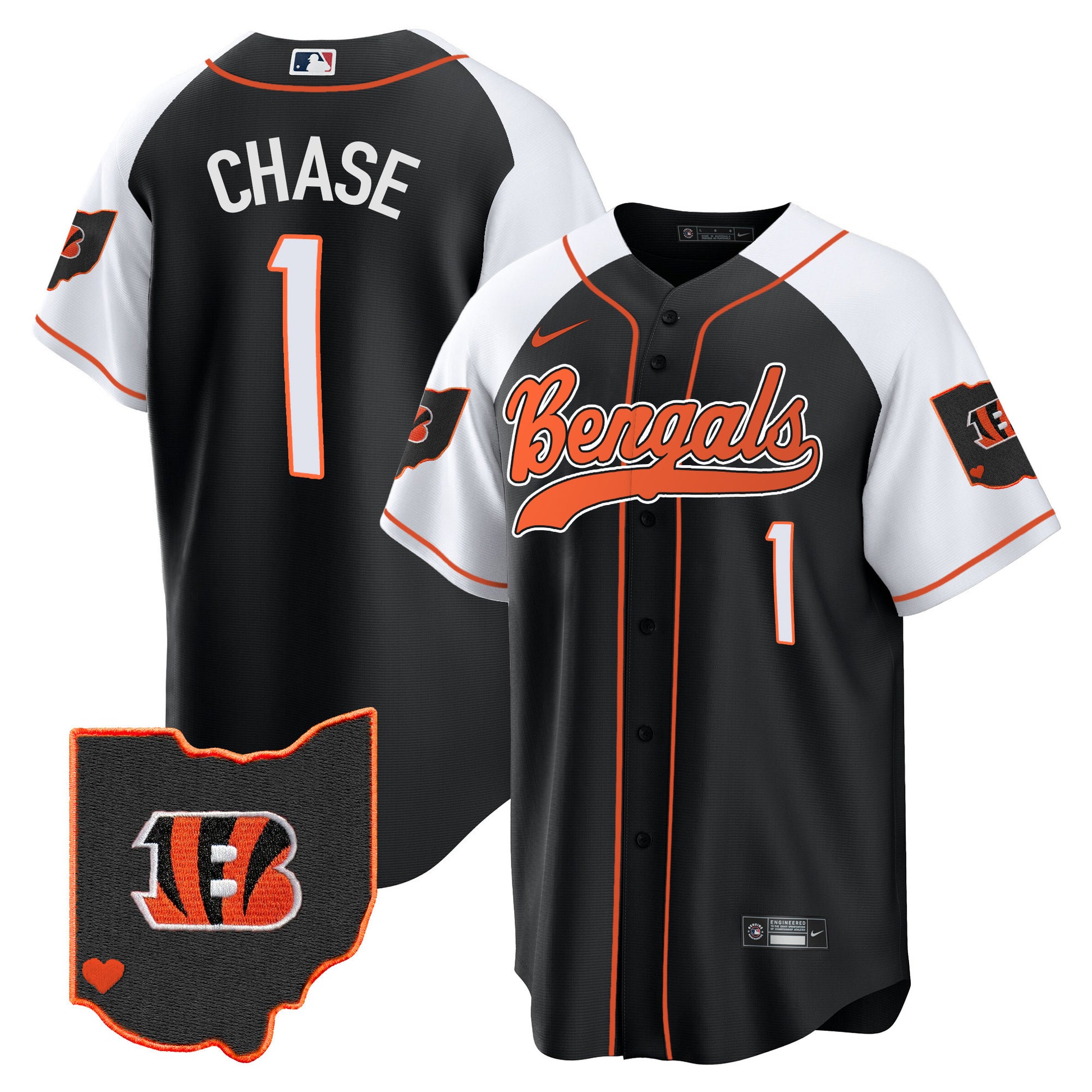 Men's Bengals Ohio Patch Baseball Jersey - All Stitched