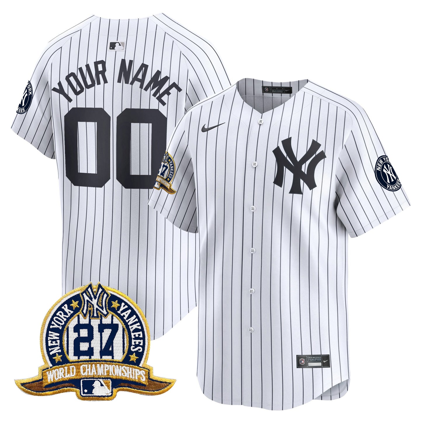 New York Yankees 27 Time Champions Patch Vapor Premier Limited Custom Jersey - All Stitched