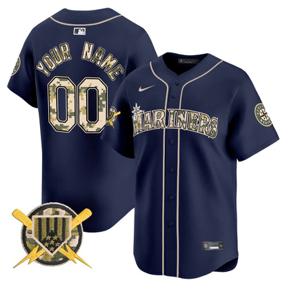 Seattle Mariners Armed Forces Day Vapor Premier Limited Custom Jersey - All Stitched