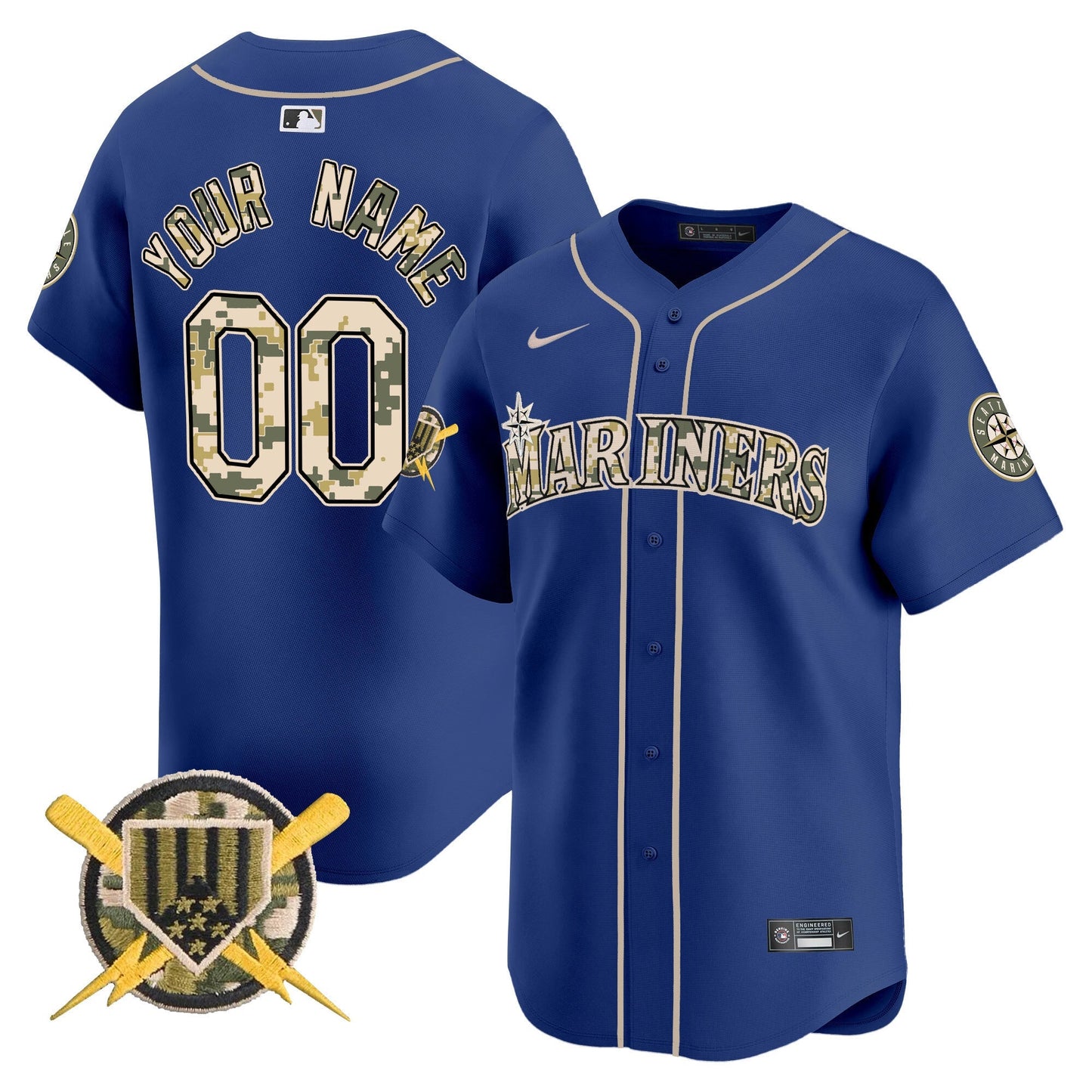 Seattle Mariners Armed Forces Day Vapor Premier Limited Custom Jersey - All Stitched