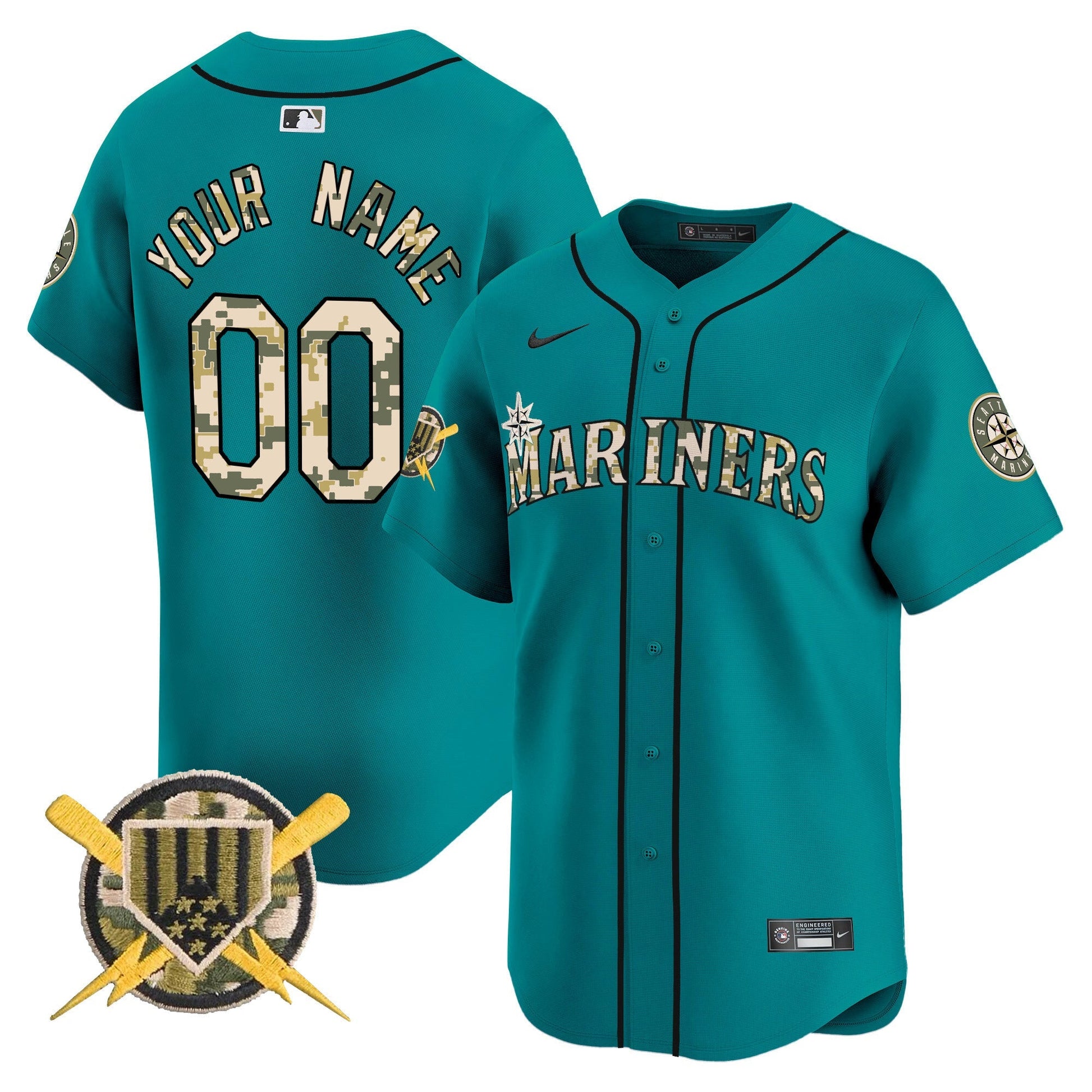 Seattle Mariners Armed Forces Day Vapor Premier Limited Custom Jersey - All Stitched