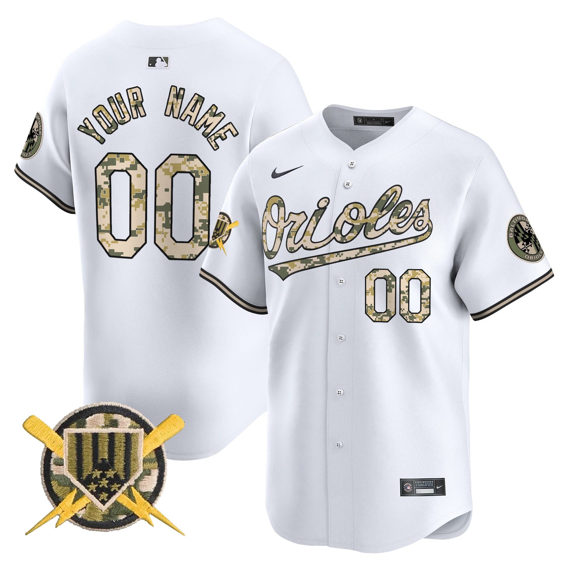 Baltimore Orioles Armed Forces Day Vapor Premier Limited Custom Jersey - All Stitched