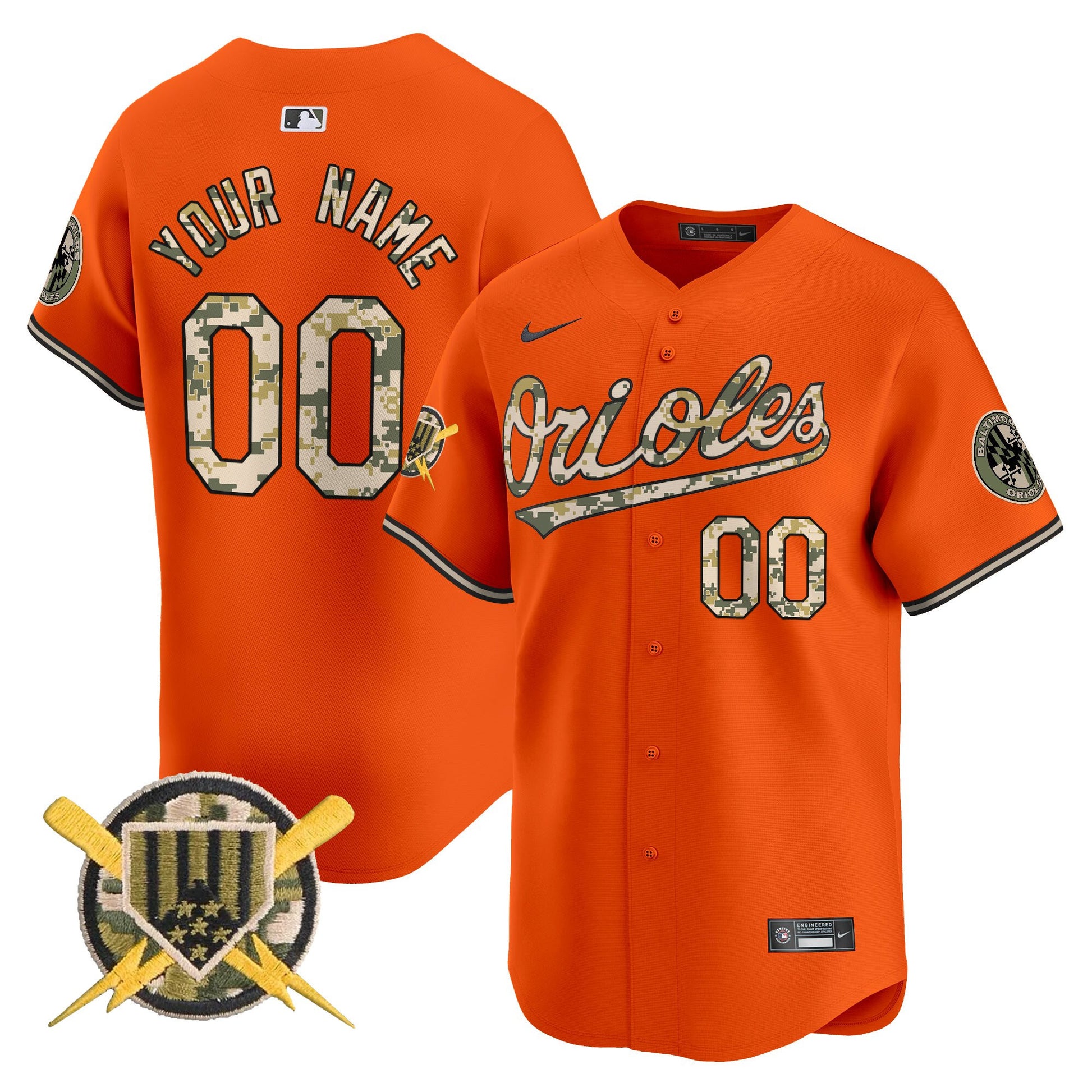 Baltimore Orioles Armed Forces Day Vapor Premier Limited Custom Jersey - All Stitched