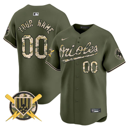 Baltimore Orioles Armed Forces Day Vapor Premier Limited Custom Jersey - All Stitched