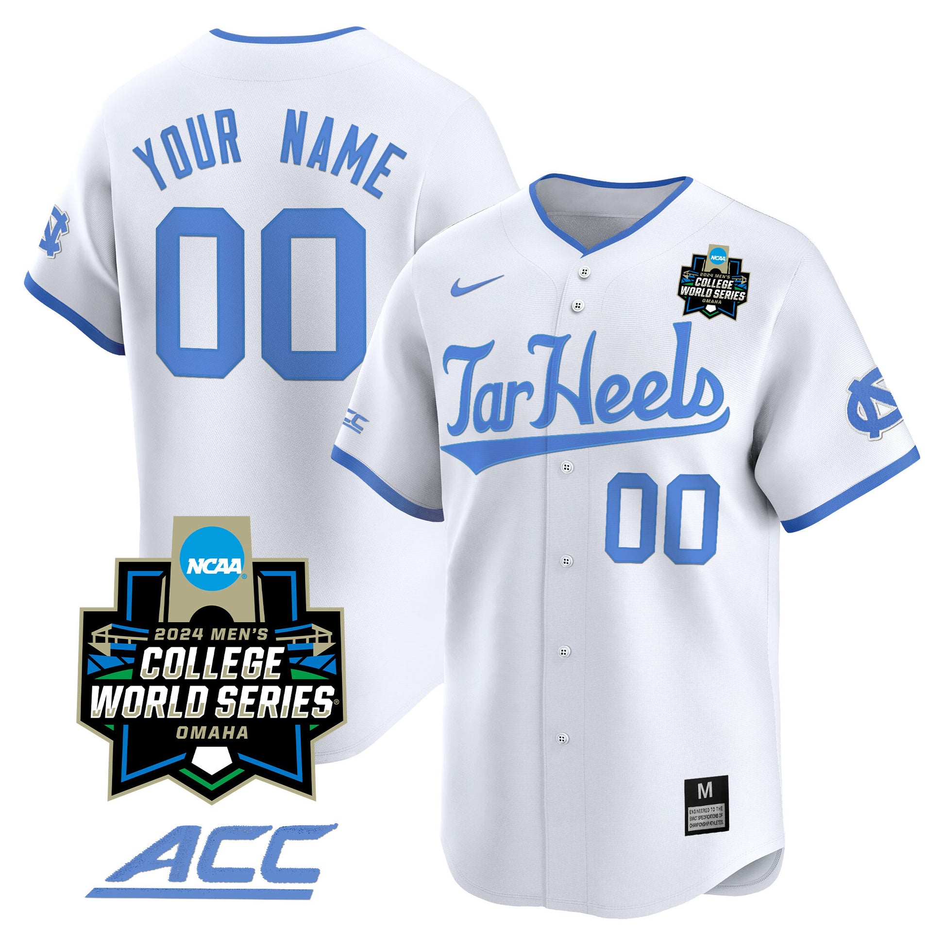 North Carolina Tar Heels 2024 College World Series Vapor Premier Limited Custom Jersey - All Stitched