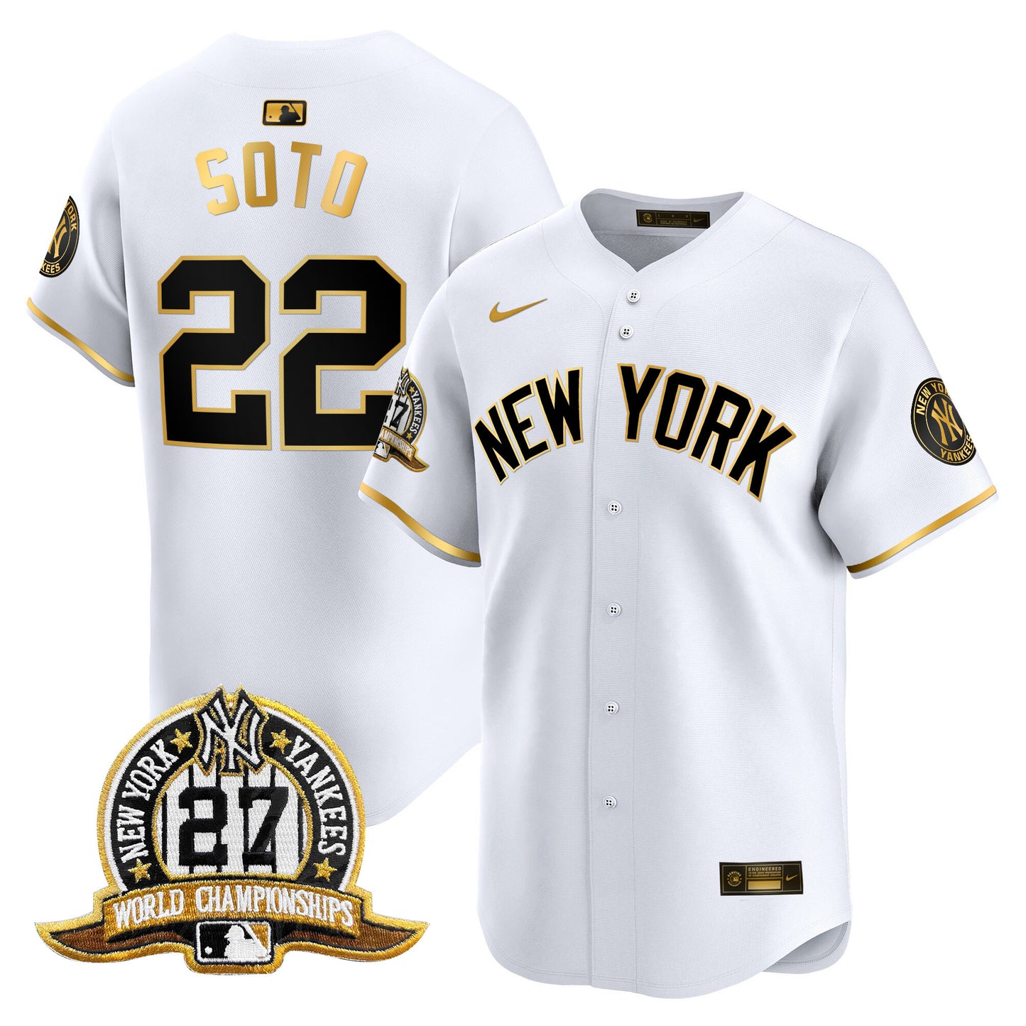 Men's New York Yankees 27 Time Champions Patch Vapor Premier Limited Jersey V2 - All Stitched