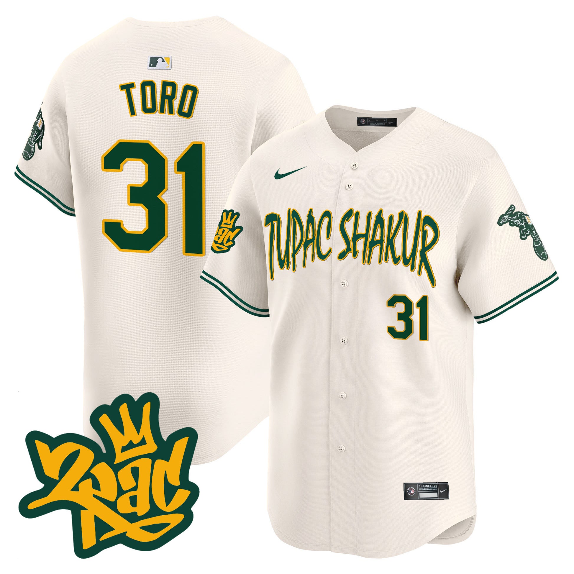 Men's Oakland Athletics Tupac Shakur Vapor Premier Limited Jersey - All Stitched