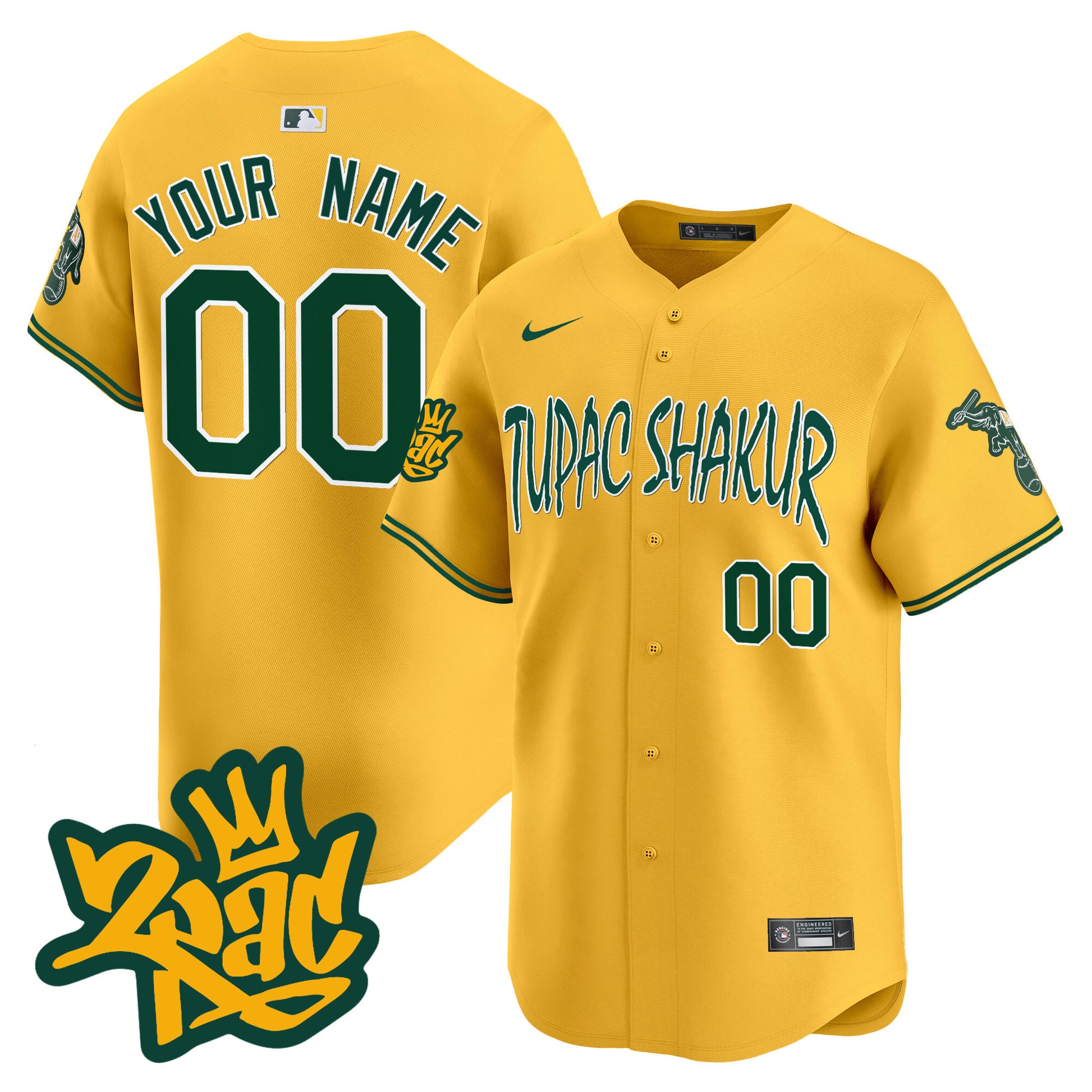 Oakland Athletics Tupac Shakur Vapor Premier Limited Custom Jersey - All Stitched