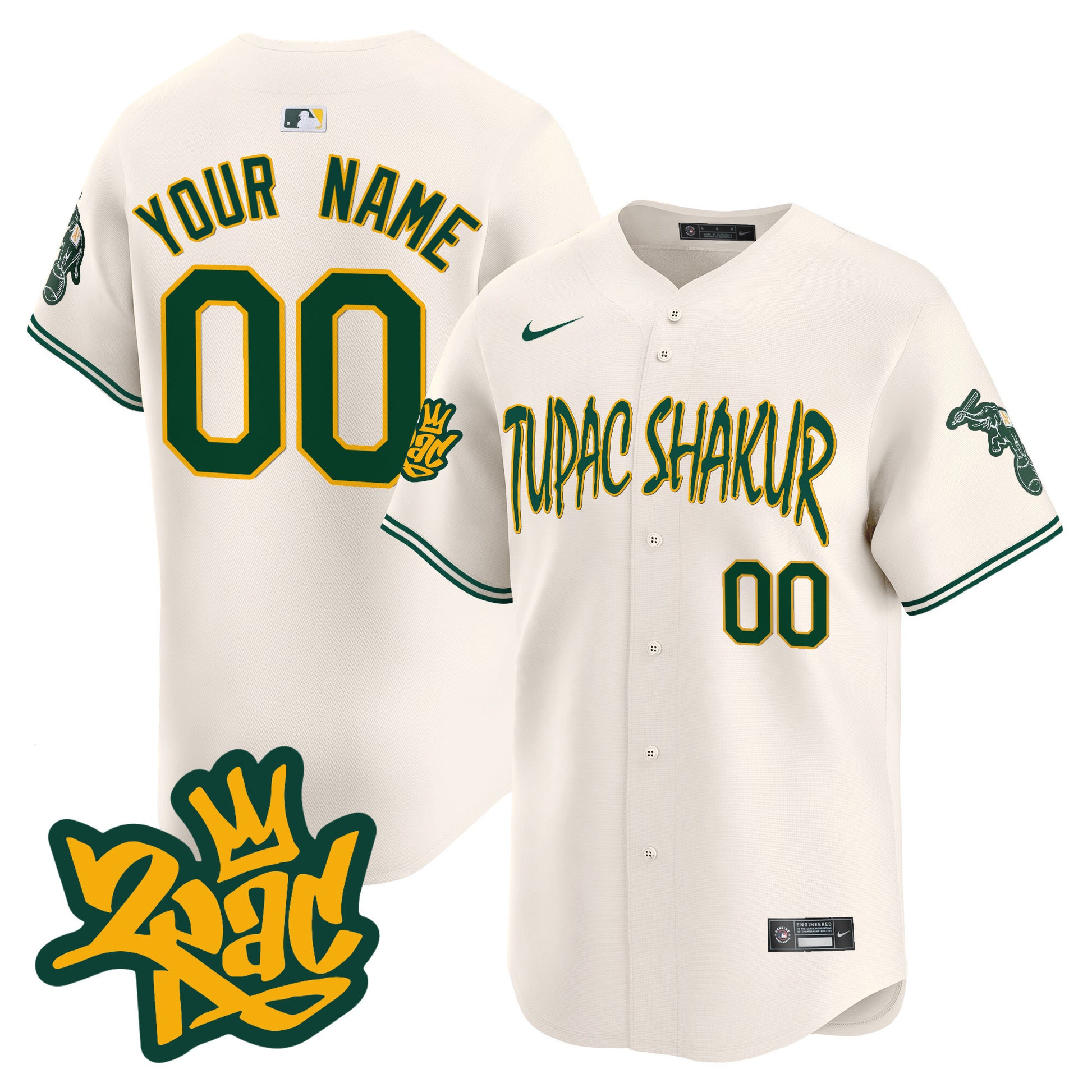 Oakland Athletics Tupac Shakur Vapor Premier Limited Custom Jersey - All Stitched