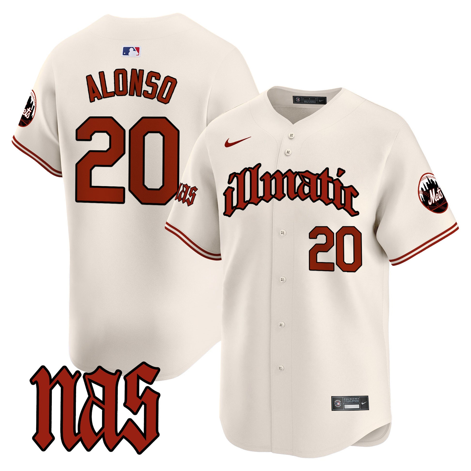 Men's Mets Nas Illmatic Vapor Premier Limited Jersey - All Stitched