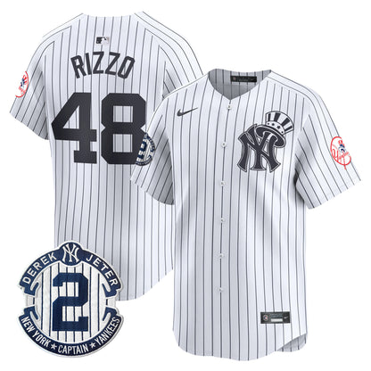 Men's New York Yankees Derek Jeter Patch Vapor Premier Limited Jersey V2 - All Stitched
