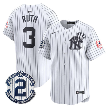 Men's New York Yankees Derek Jeter Patch Vapor Premier Limited Jersey V2 - All Stitched