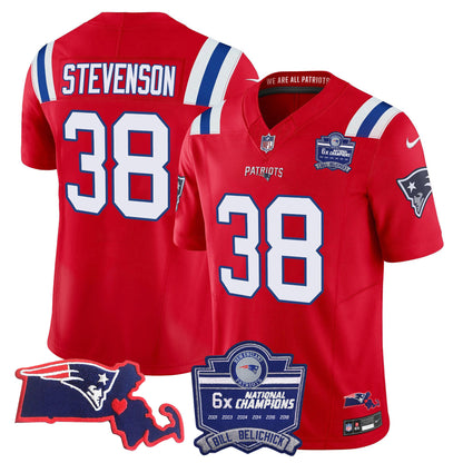 Men's Patriots Bill Belichick 6x Champions Patch Vapor Jersey - All Stitched
