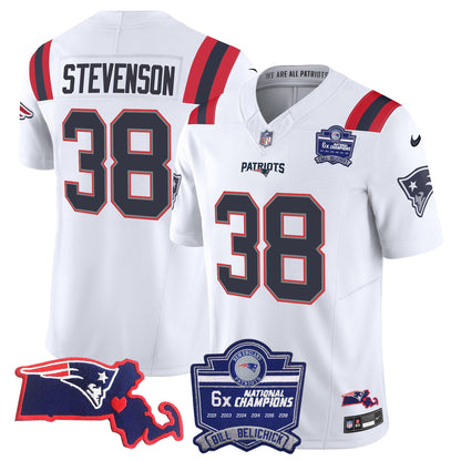 Men's Patriots Bill Belichick 6x Champions Patch Vapor Jersey - All Stitched