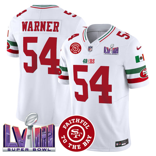 Men's 49ers Mexico Faithful & Super Bowl LVIII Patch Vapor Jersey - All Stitched